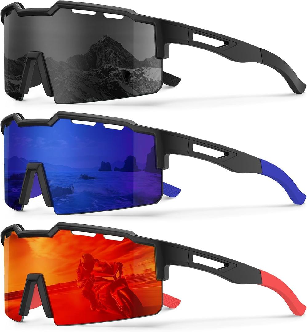 KALIYADI Polarized Sports-Sunglasses Men Cycling-Sunlasses: Lightweight Running Sun Glasses UV400 Protection Golf Fishing