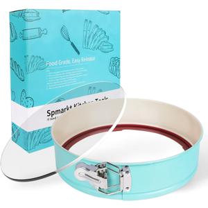 10In Glass Bottom Springform Pan,10 inch Nonstick Cheesecake Pan with Silicone Seal for Easy Release, Leak-Proof, Great Gift for Baking Lovers, Blue
