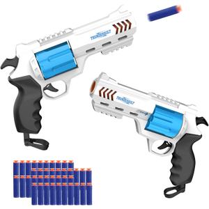 2 Pack Foam Dart Blaster Set for Kids with 40 Darts, 8 Dart Rotating Barrel, Kids Outdoor Games for Boys and Girls, Teens Ages 8+