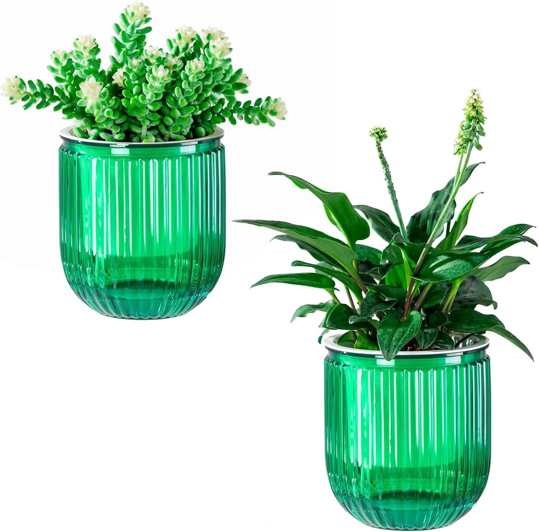 Melphoe Self Watering Pots for Indoor Plants Planter, 4.7 Inch 2 Pack Planters Self Watering Plant Pots for Flower, Houseplants, Succulent, African Violets and Cactus with Drainage