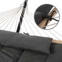 SUNCREAT Double Outdoor Hammock with Stand, Two Person Cotton Rope Hammock with Polyester Pad, Dark Gray