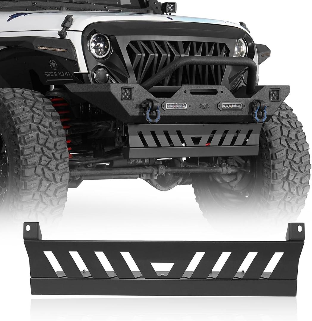 Hooke Road Front Skid Plate Bumper Armor for 2007-2018 Jeep Wrangler JK