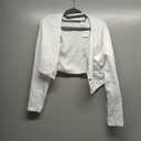 Women's Cropped Knit Cardigan Sweater Long Sleeve Button Down Open Front Bolero Shrug for Spring and Fall (White) S