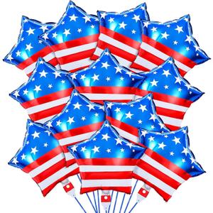 FEBSNOW 30Pcs 4th of July American Flag Balloons 18 inch Red White and Blue Star Foil Balloons for Independence Day Patriotic Veterans Party Memorial Day Birthday Decorations Supplies