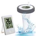 Digital Wireless Floating Pool Thermometer,Water Temperature Thermometer,Indoor Monitor Outdoor Pool Thermometer Set for Swimming Pool Whirlpool Spas Hot Tub Bath Pond Aquarium,Easy Read LED Backlight