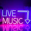 Live Music Neon Sign LED Neon Sign Large Blue and Pink Words for Music Studio USB Powered Switch for Wall Decor Beer, Bar, Music Studio, Bedroom, Party, Club