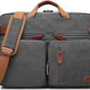 CoolBELL Convertible Backpack Messenger Shoulder bag Laptop Case Handbag Business Briefcase Multi-functional Travel Rucksack Fits 15.6 Inch Laptop For Men/ Women (Cancas Dark Grey)