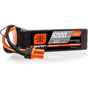Spektrum Smart RC LiPo Battery Pack: 5000mAh 6S 22.2V 100C, IC5 Connectors (EC5 Compatible), SPMX50006S100, Black (1 Count (Pack of 1))
