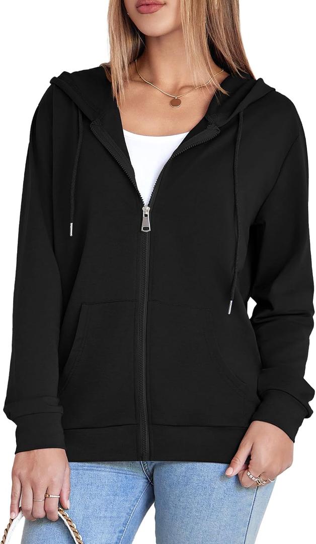 Witsmile Womens Zip Up Hoodies Long Sleeve Hooded Sweatshirts Y2K Fall Fashion Clothes Casual Trendy Jacket, Large