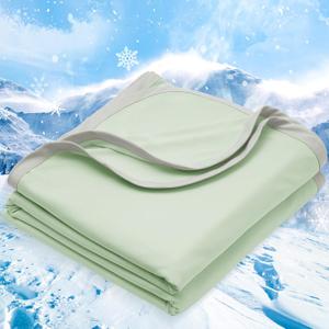 PHF Double Cooling Blanket for Hot Sleepers Twin Size, Arc-Chill Q-Max>0.5 with Double Cooling, Summer Blanket Absorbs Heat to Keep Cool All Night for Night Sweats (Green, 60''x80'')