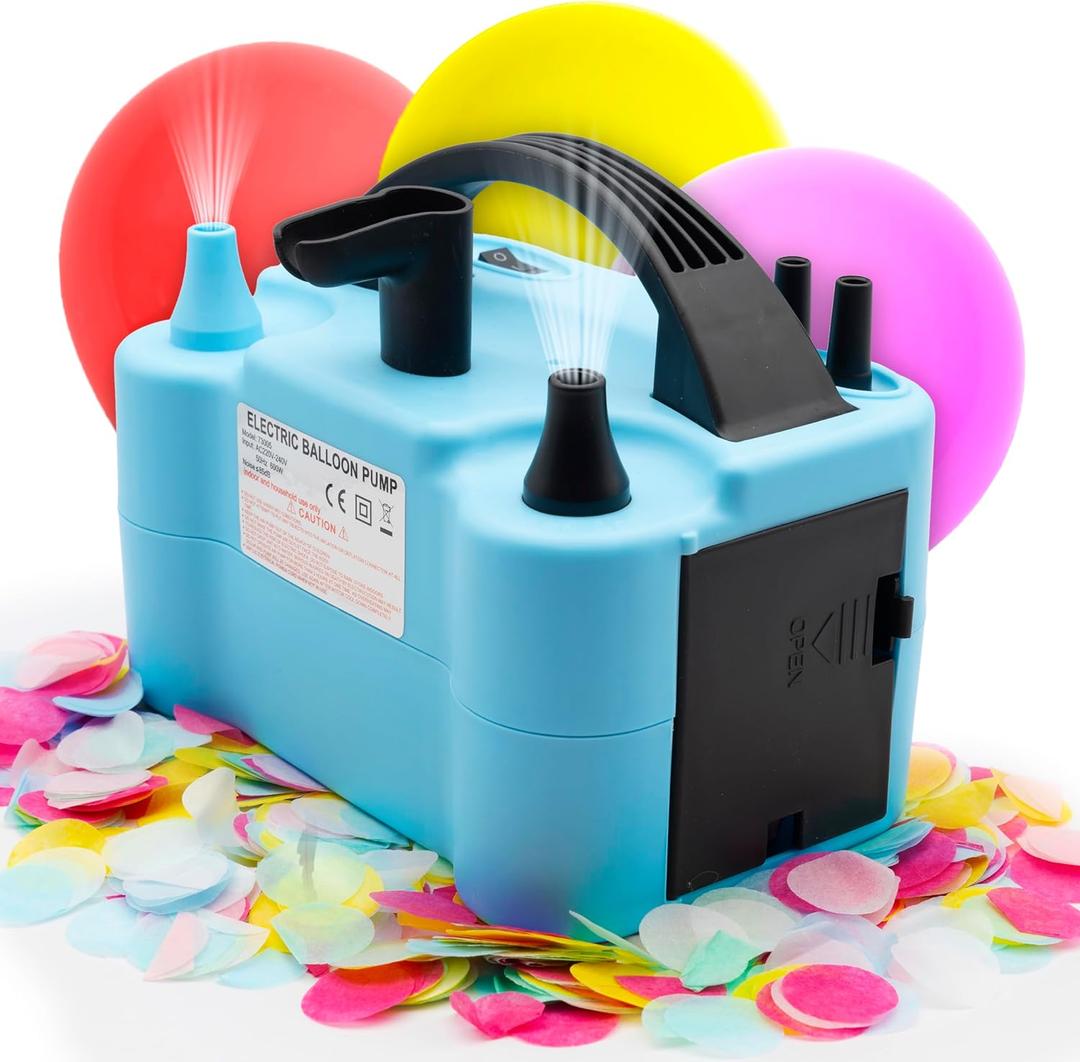 Electric Balloon Pump with Tying Tool, Portable Dual Nozzle Inflator, Balloon Blower Machine, Air Pump for Party Decorations, 110V 600W, Lightweight Electric Device for Quick and Easy Inflation