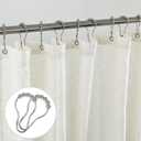 KOUFALL Linen Shower Curtain, Boho Farmhouse Shower Curtains for Bathroom, Bath Decor Natural Cloth Cotton Look Polyester Waterproof Fabric Shower Curtain Liner with Hooks Sets, Cream Ivory,72 x 72 Inch