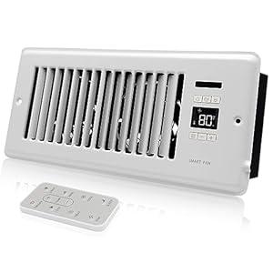 Howeall Super Quiet Register Booster Fan 4" x 10" - Intelligent Thermostat Control Vent Fan Booster - Cooling Heating Smart Register Vent - White