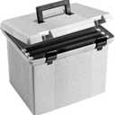 Pendaflex Portable File Box with File Rails, Hinged Lid with Double Latch Closure, Granite, 3 Black Letter Size Hanging Folders Included (41747AMZ)