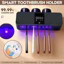 LXIANGN 3 in 1 Toothbrush Cleaner Holders for Bathrooms,Wall Mounted Toothbrush Holders with Drying and Cleaning,Smart LED Screen,6 Toothbrush Slots,3 Cups and Toothpaste Dispenser (Deep Grey)