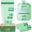 ECOLipak 33 Gallon Compostable Garbage Bags, 50 Count (2 Rolls) Biodegradable Heavy Duty Large Outdoor Bags for Lawn/Yard, US BPI ASTM D6400 and OK Compost Home Certified