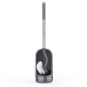 SetSail Toilet Brush and Holder Set, Compact Size Curved Toilet Bowl Brush for Bathroom Deep Cleaning with Stainless Steel Handle Toilet Cleaner Brush, Grey