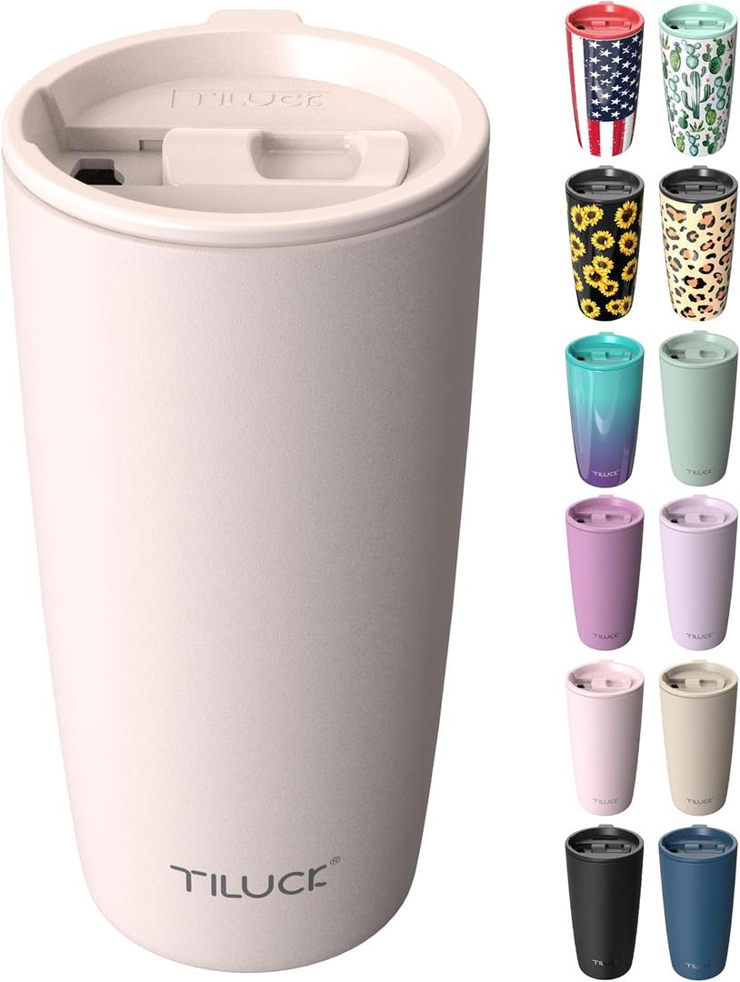 TILUCK 20 oz Insulated Tumbler with BPA-Free Lid, Stainless Steel Vacuum Travel Coffee Mug, Double Wall Coffee Tumbler20ozMatte SakuraPink