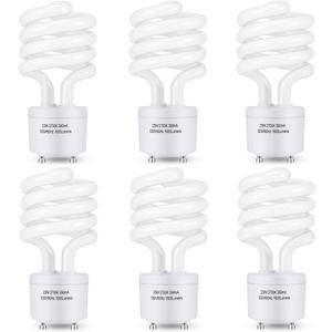 Winkcao CFL Light Bulbs GU24 Base, T3 Spiral 23Watt (100Watt Equ) Soft White 2700K 1600lm Compact Fluorescent Light Bulbs, UL Approved, 120v 60Hz, Self Ballasted CFL Bulbs, Pack of 6