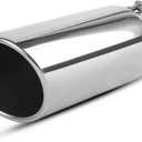 YITAMOTOR 2.5 Inch Inlet Exhaust Tip, 2.5" Inlet 4" Outlet 12" Overall Length Chrome Polished Stainless Steel Exhaust Tailpipe Tips (Silver)