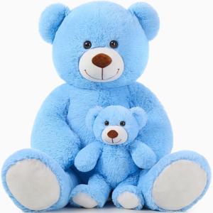 MorisMos Mom and Baby Giant Teddy Bear, 39inch Soft Big Teddy Bears Stuffed Animal Plush for Baby Shower, Birthday, Blue