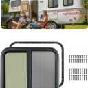 VEVOR Horizontal RV Window, 24" W x 20" H, Tinted, Tempered Glass, Fits 15/16" - 1 3/4" Thickness Walls, DOT Approved
