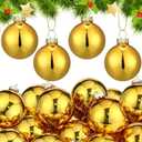 Sieral 24 Pcs Glass Christmas Ball Ornaments 2.4''/ 60mm for Christmas Tree Copper Christmas Hanging Glass Ball Ornaments for Xmas Trees, Wedding Party, Holiday Decoration (Gold)