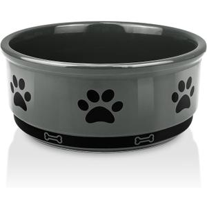 KPWACD Ceramic Pet Bowl for Dogs and Cats, Weighted Non-Slip Dog Bowls Food and Water Dish, Durable Pets Feeding Bowls Suitable for Small, Medium, and Large Dogs, Grey, 36 Oz (Medium, 4.5 Cup (35 OZ))