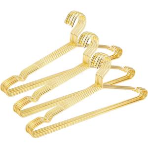17.7" Strong Metal Wire Clothes Hangers, Coat Hanger, Standard Suit Hangers, Metal Shirt Dress Hanger Rack, 30 Pack, Gold