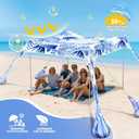 2PM SPORTS Beach Tent Sun Shelter 10x10 FT - UPF 50+ UV Protection, 8 Sandbags, Easy Setup, Portable Beach Shade Canopy for Family Picnic Camping Travel