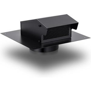Rossesay Roof Vent Cap with Damper Removable Screen and Bottom Extension Kitchen Range Hood Steel Roof Bathroom Exhaust for Ventilation System, Black(6 Inch)