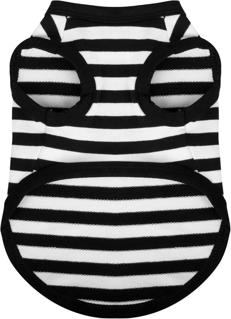 Paiaite Striped Shirt Happy Color Cotton Sleeveless Puppy Tank Top for Small Medium Dogs Black XL (XL-(20~30lb) | Chest(~22"))