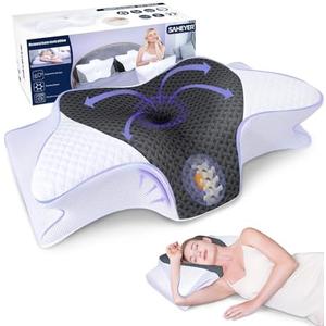 SAHEYER Memory Foam Cervical Pillow, 2 in 1 Ergonomic Orthopedic Neck Pillow for Neck and Shoulder Pain Relief, Side Sleeper Pillow for Side Back Stomach (Grey)