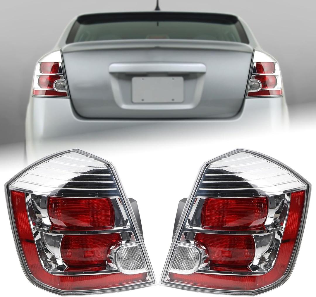Pair Tail Lights Rear Lamp Assembly Compatible for 2007-2009 Nissan Sentra (w/Bulb & wire harness) Left+Right