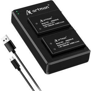 Artman LP-E17 Battery 2-Pack and USB Dual Charger Kit for Canon Eos R50 RP R10 Rebel T8i T7i T6i T6s SL2 SL3 EOS M6 M5 M3 77D 200D 750D 760D, 800D 8000D KISS X8i DSLR Camera (Black)