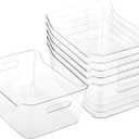Tiawudi 6 Pack Plastic Storage Bins, X-Large Pantry Organizer, Clear Storage Containers and Organizer Bins, Multi-Use Bins for Home, Kitchen and Cabinet