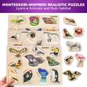 QUOKKA 8 Wooden Puzzles for Toddlers 1-3 - Toddler Montessori Puzzles Ages 2-4 in a Rack - Learning Alphabet, Numbers and Animals Toy for Kids 3-5 - Wood Games Gift for Boys and Girls