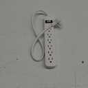 GE 6-Outlet Surge Protector, 2 Ft Extension Cord, Power Strip, 450 Joules, Twist-to-Close Safety Covers, UL Listed, White, 33656