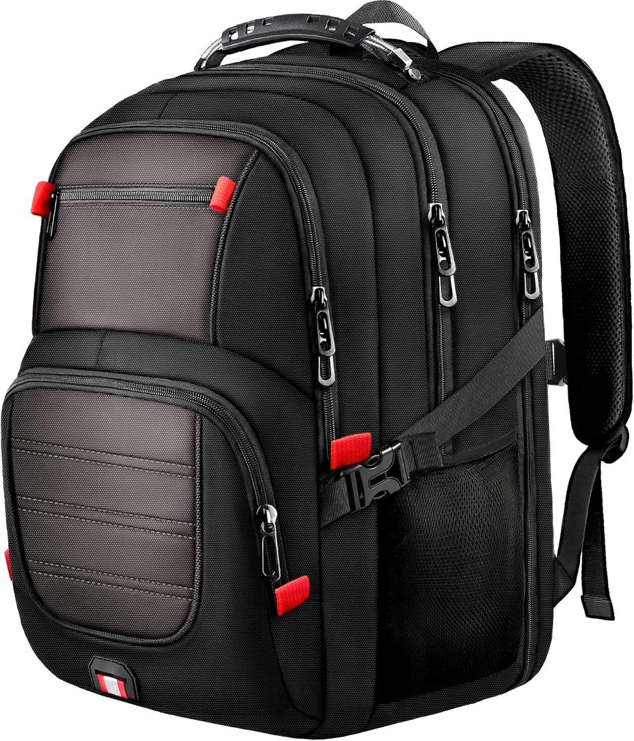 Laptop Backpack for Men Women, Large TSA Friendly Travel Backpack Fits 17.3 Inch Laptop, 45L Carry On Airline Approved Computer Bag for Business Work College, Grey, 17.3 Inch（20.4"x13.3"x10.2"）