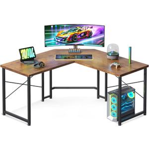 Casaottima 51 Inch L Shaped Gaming Desk, Corner Table Sturdy Workstation for Home Office, Writing, Gaming, Computer Desk for Small Space, Easy Assembly, Rustic Brown