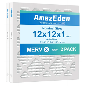 12x12x1 Air Filter 2 Pack (MERV 8) HVAC AC Furnace Air Filter 12x12 Pleated Home Dust Defense Replacement Filters MPR 600 FPR 5 (Actual Size: 11.81"x11.81"x 0.79")