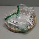 Round Mother of Pearl Serving Tray - Rattan Woven Tray for Bread, Food, Fruits - Mid-Century Modern Decor - Brown (Black Feather)