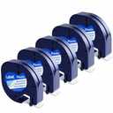 Compatible with Dymo LetraTag Label Maker Refills 91331 Plastic White Tape 12mm x 4m (1/2" x 13'), for Labeler Letra Tag 200B, LT 100T 100H Plus, 5-Pack Label KINGDOM Cartridges