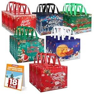 XPCARE 28 Pack Christmas Kraft Gift Bags with Handles, 9x7.5x3.5 Christmas Gift Bags Xmas Goody Bags for Xmas Holidays Party Favors and Presents (Brown)