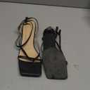 Coutgo Womens Strappy Low Kitten Heels Sandals Open Square Toe Flip Flop Summer Dress Party Shoes (8, Black)