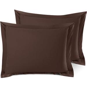 Nestl Soft Pillow Shams Set of 2 - Double Brushed Microfiber Pillow Covers - Hotel Style Premium Bed Pillow Cases, with 1.5 Decorative Flange, Queen 20"x30" - Chocolate (06 - Chocolate Brown)
