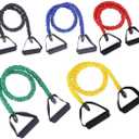 Resistance Bands Set, 10-50 lbs, Multi-Color Exercise Bands with Handles, Carrying Bag