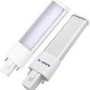 E-Simpo 2pcs L135mm/5.3" 2-Pack 4W G23 Bulb 2-Pin Plug-in Horizontal Retrofit Lamp CFL PLS-7W Replacement 110V 220V 180 View Angle Recessed Down Bulb (Warm White 3000-3500K)