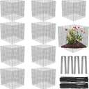 10 Pack Wire Plant Protectors Square Wire Plant Cages Mesh Plant Cage Chicken Wire Cloche with 40 Ground Stakes and 200 Nylon Ties Protect Plants, Garden,Shrubs and Vegetables from Animals, 12x12 inch
