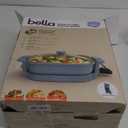 bella Make & Take Electric Skillet, Fits-anywhere kitchenware, EverGood Ceramic Coating, Adjustable Temperature & Dishwasher-Safe Tempered Glass Lid, Cast Aluminum Base, 1200 Watt, Surf